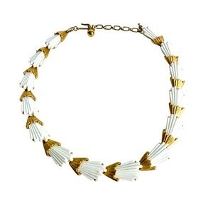 Trifari Gold and White Necklace